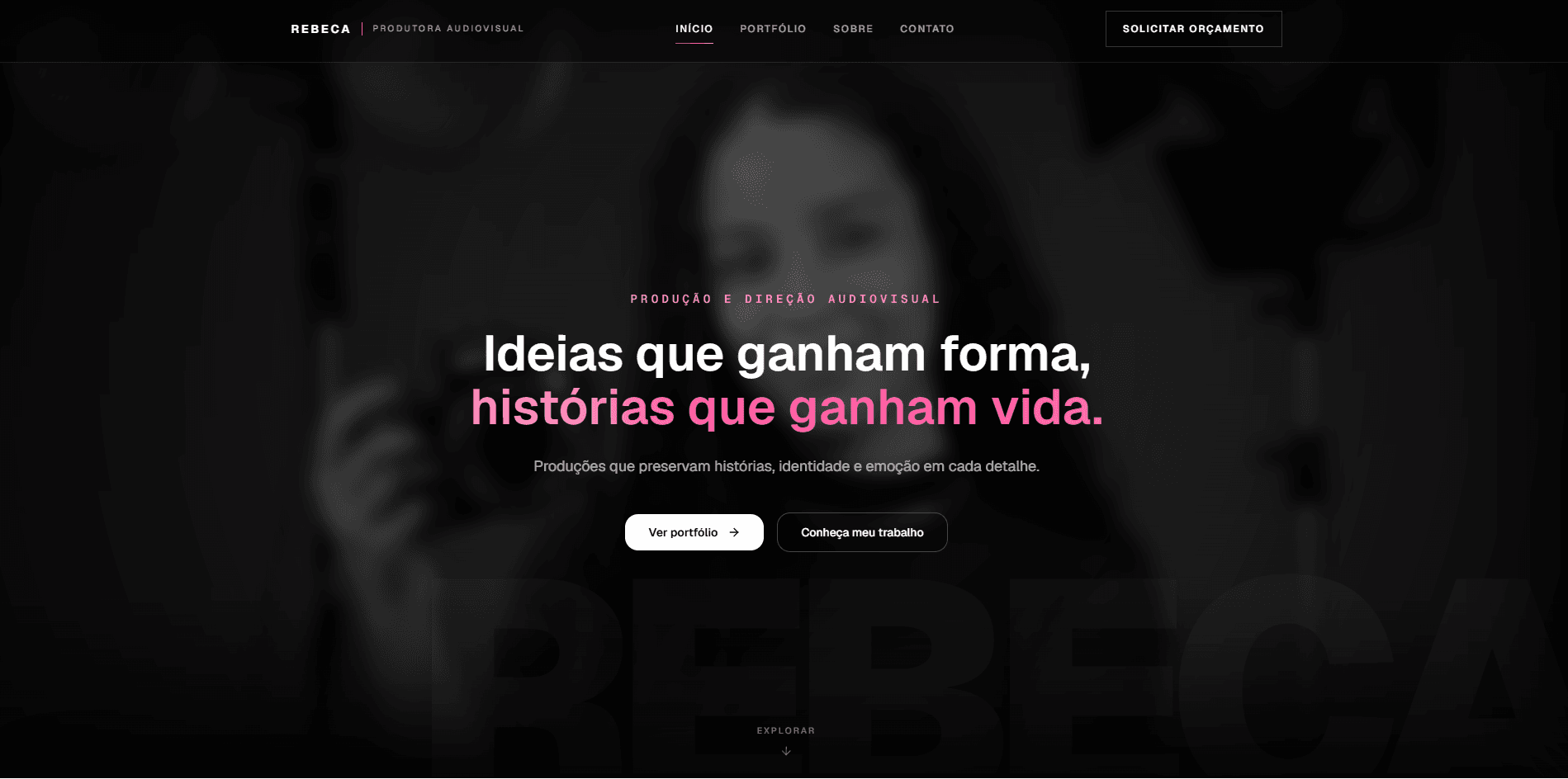 Tela real do projeto Rebeca | Produtora Audiovisual