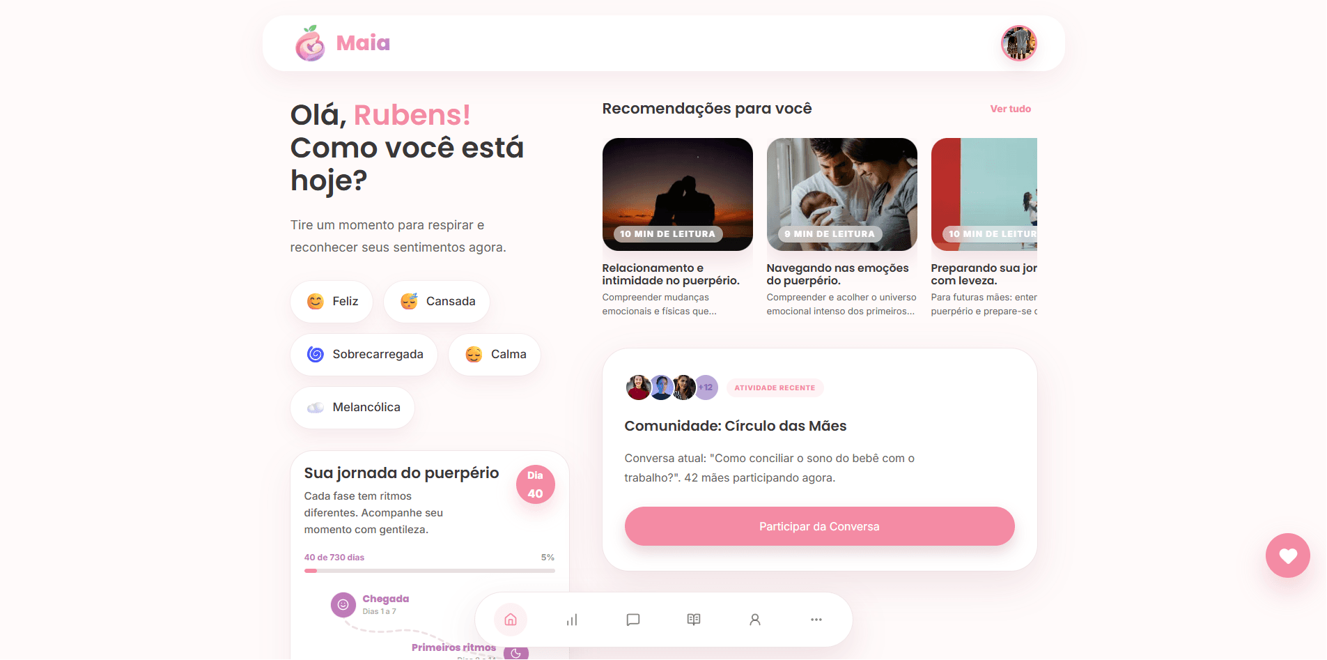 Tela real do projeto Maia